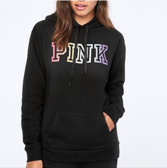 Black Hoodie with Multicolor PINK Logo - Picture 1 of 3